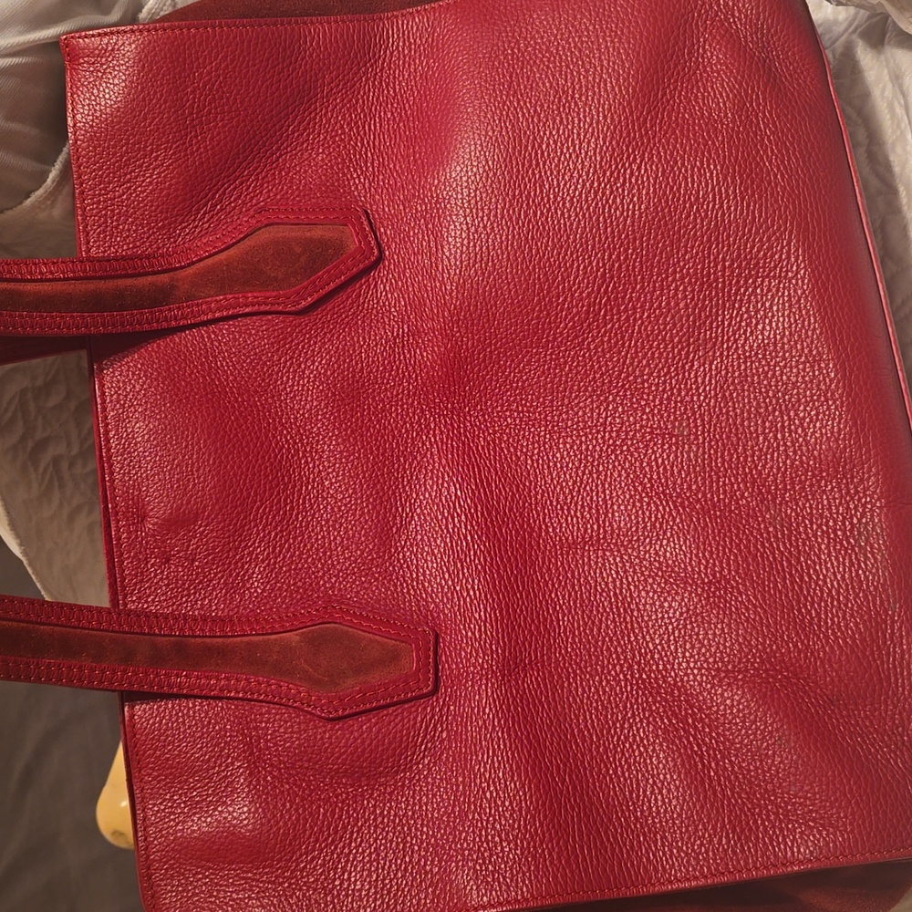 Red Leather AND Suede Tote Bag